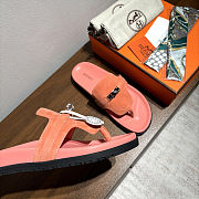 Fortok Hermès Empire Sandals Suede Coral Pink  - 3