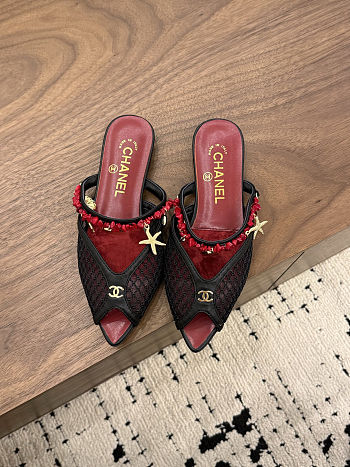 Fortok Chanel Coco Beach 2026 Collection Mules Black Flats