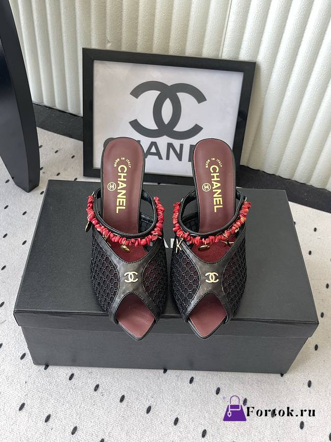 Fortok Chanel Coco Beach 2026 Collection Mules Black 90mm - 1