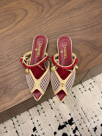 Fortok Chanel Coco Beach 2026 Collection Mules Beige Flats