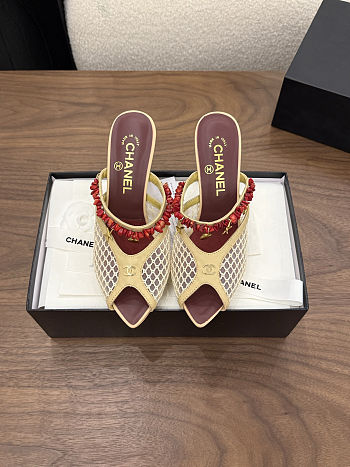 Fortok Chanel Coco Beach 2026 Collection Mules Beige 90mm