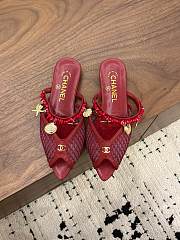 Fortok Chanel Coco Beach 2026 Collection Mules Burgundy Flats - 1