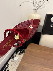 Fortok Chanel Coco Beach 2026 Collection Mules Burgundy Flats - 4