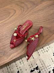 Fortok Chanel Coco Beach 2026 Collection Mules Burgundy Flats - 2