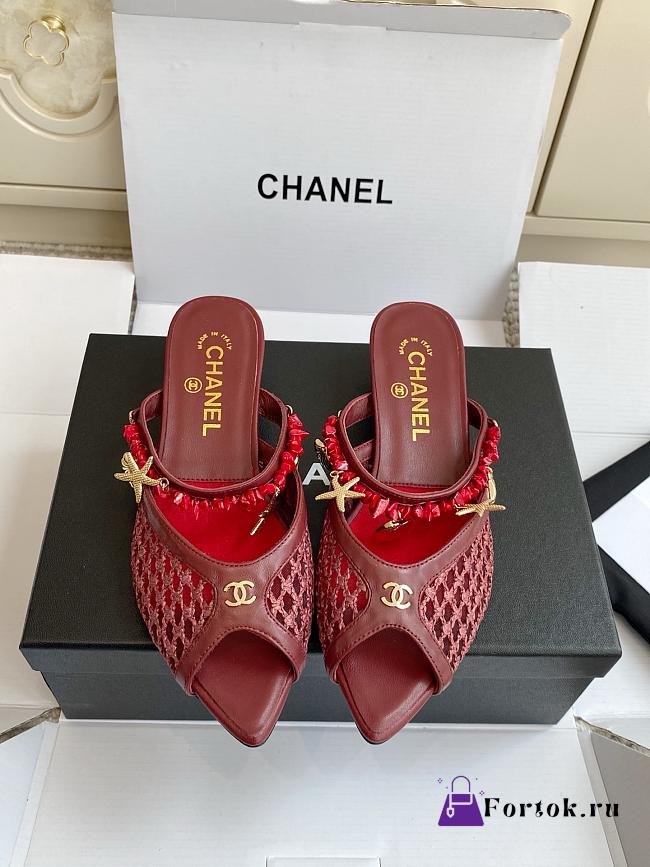 Fortok Chanel Coco Beach 2026 Collection Mules Burgundy 3.5mm - 1
