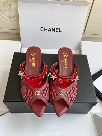 Fortok Chanel Coco Beach 2026 Collection Mules Burgundy 3.5mm