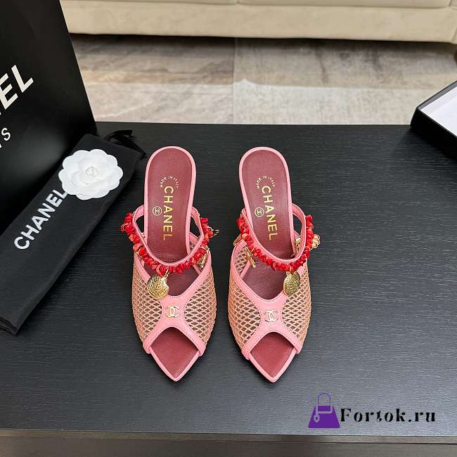 Fortok Chanel Coco Beach 2026 Collection Mules Pink 90mm - 1