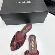Fortok Chanel Coco Beach 2026 Collection Burgundy Mules Flats - 6