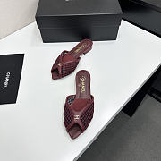 Fortok Chanel Coco Beach 2026 Collection Burgundy Mules Flats - 4