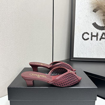 Fortok Chanel Coco Beach 2026 Collection Burgundy Mules 3.5mm