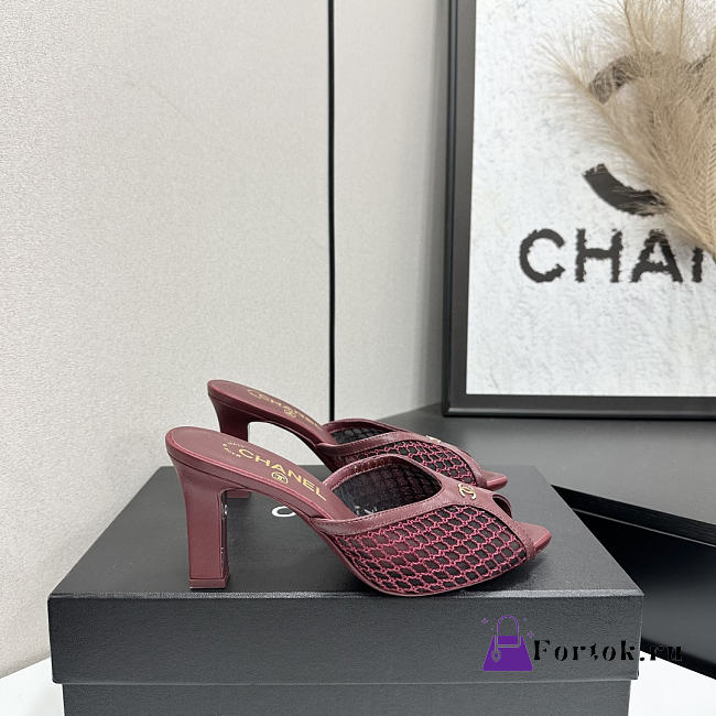 Fortok Chanel Coco Beach 2026 Collection Burgundy Mules 90mm - 1