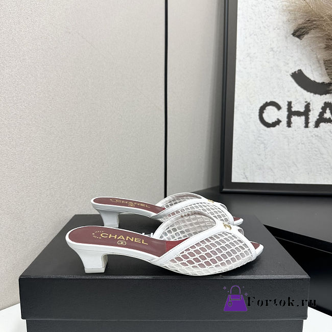 Fortok Chanel Coco Beach 2026 Collection White Mules 3.5mm - 1