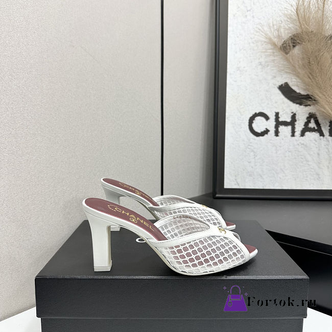 Fortok Chanel Coco Beach 2026 Collection White Mules 90mm - 1