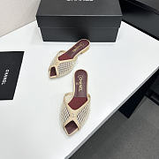 Fortok Chanel Coco Beach 2026 Collection Beige Mules Flats - 5