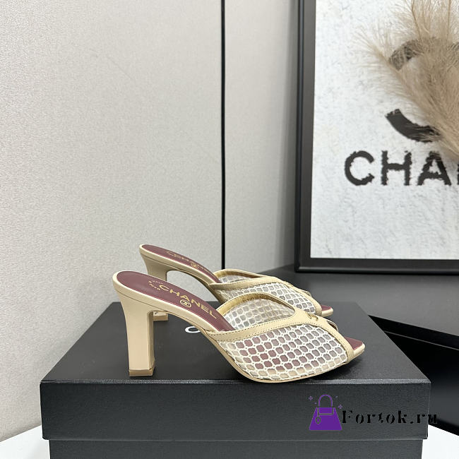 Fortok Chanel Coco Beach 2026 Collection Beige Mules 90mm - 1