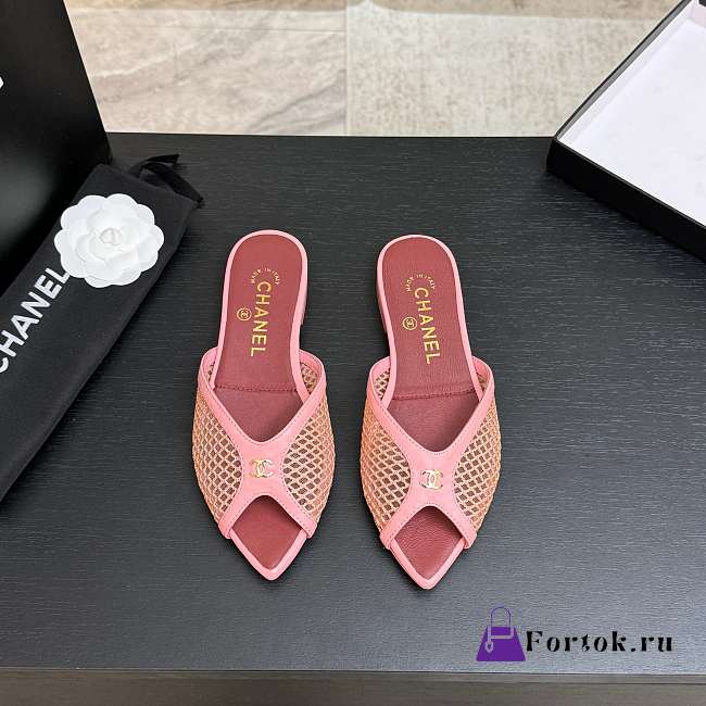 Fortok Chanel Coco Beach 2026 Collection Pink Mules Flats - 1