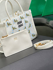 Fortok Miu Miu Embroidered Mesh Tote Bag White 19.5 X 14 X 9 cm - 5