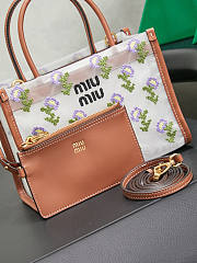 Fortok Miu Miu Embroidered Mesh Tote Bag Brown 19.5 X 14 X 9 cm - 4