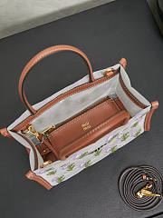 Fortok Miu Miu Embroidered Mesh Tote Bag Brown 19.5 X 14 X 9 cm - 3