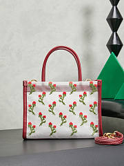 Fortok Miu Miu Embroidered Mesh Tote Bag Cherry Red 19.5 X 14 X 9 cm - 4