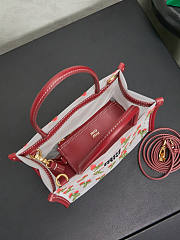 Fortok Miu Miu Embroidered Mesh Tote Bag Cherry Red 19.5 X 14 X 9 cm - 3