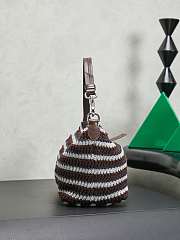 Fortok Miu Miu Crochet Striped Shoulder Bag Dark Brown 19x14x10cm - 6