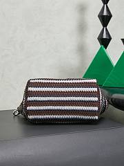 Fortok Miu Miu Crochet Striped Shoulder Bag Dark Brown 19x14x10cm - 5