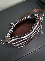 Fortok Miu Miu Crochet Striped Shoulder Bag Dark Brown 19x14x10cm - 3