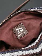 Fortok Miu Miu Crochet Striped Shoulder Bag Dark Brown 19x14x10cm - 2