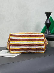 Fortok Miu Miu Crochet Striped Shoulder Bag Brown 19x14x10cm - 5