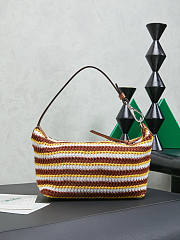 Fortok Miu Miu Crochet Striped Shoulder Bag Brown 19x14x10cm - 4