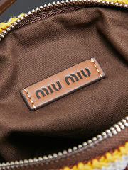 Fortok Miu Miu Crochet Striped Shoulder Bag Brown 19x14x10cm - 2