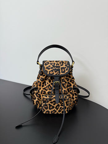 Fortok Miu Miu Calf Hair Leopard Print Backpack 22*18.5*11cm