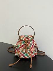 Fortok Miu Miu Tartan Wool And Leather Backpack 22*18*11.5cm - 1
