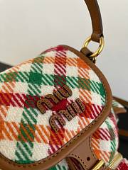 Fortok Miu Miu Tartan Wool And Leather Backpack 22*18*11.5cm - 5