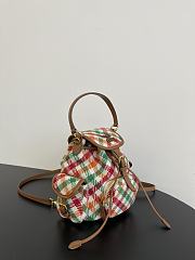 Fortok Miu Miu Tartan Wool And Leather Backpack 22*18*11.5cm - 3