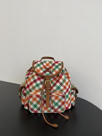 Fortok Miu Miu Tartan Wool And Leather Backpack 29.5*25*12.5cm