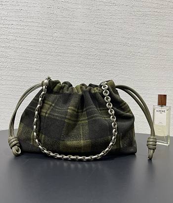 Fortok Loewe Flamenco Suede Tartan Purse 30✕20✕10cm 