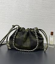 Fortok Loewe Flamenco Suede Tartan Purse 30✕20✕10cm  - 5