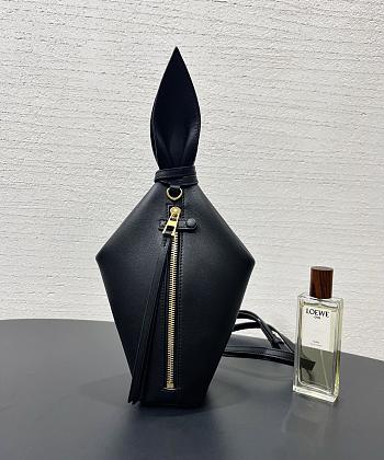 Fortok Loewe Scarf Backpack Smooth Calfskin Black 22.5x18x9.5cm