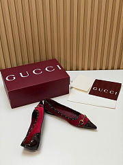 Fortok Gucci Horsebit Ballet Flats Pointed Toe Velvet Red - 4