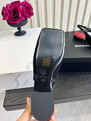 Fortok Chanel Slingback Pumps Black Suede Glossy Black Patent Leather Toe Cap - 6