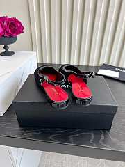Fortok Chanel Slingback Pumps Black Suede Glossy Black Patent Leather Toe Cap - 5