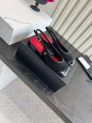 Fortok Chanel Slingback Pumps Black Suede Glossy Black Patent Leather Toe Cap - 4