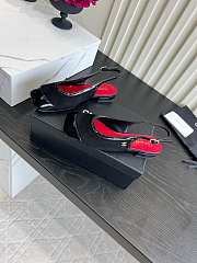 Fortok Chanel Slingback Pumps Black Suede Glossy Black Patent Leather Toe Cap - 3