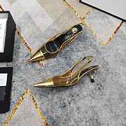 Fortok Saint Laurent YSL Transparent PVC Slingback Pumps Gold 6.5cm - 4