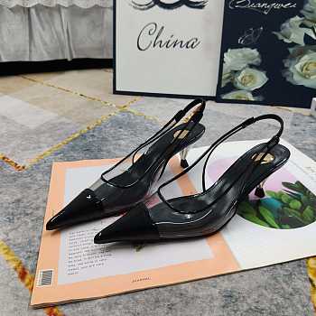 Fortok Saint Laurent YSL Transparent PVC Slingback Pumps Black 6.5cm