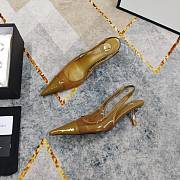 Fortok Saint Laurent YSL Transparent PVC Slingback Pumps Brown 6.5cm - 5