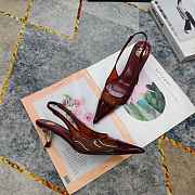 Fortok Saint Laurent YSL Transparent PVC Slingback Pumps Burgundy 6.5cm - 2