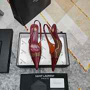 Fortok Saint Laurent YSL Transparent PVC Slingback Pumps Burgundy 6.5cm - 4